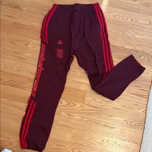 Women Yeezy calabasas Adidas Maroon Track Pants with Red Stripes XS